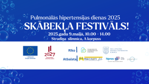 Skābekļa festivāla pasākuma plakāts zilā krāsā